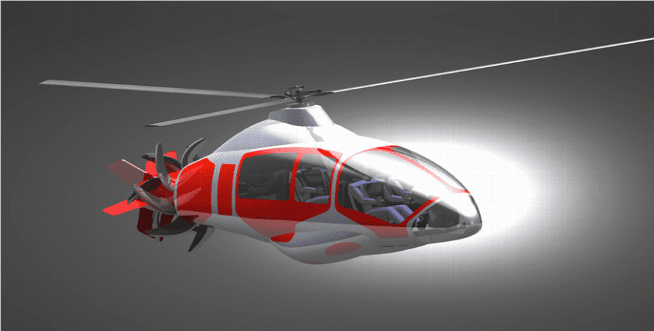 A helicopter with its doors open in the air.